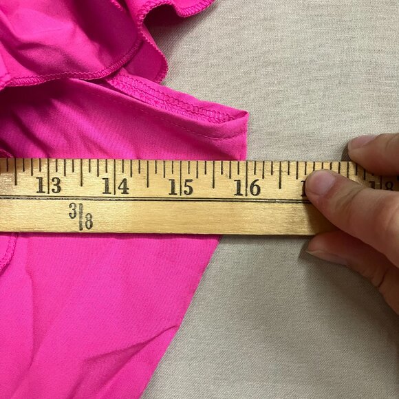 Mebius Girls 14Y Hot Pink Bow Back Square Neck Ruffle Sleeve Preppy A Line Dress - Picture 11 of 12